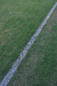 High angle view of soccer field