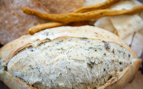 High angle view of bread