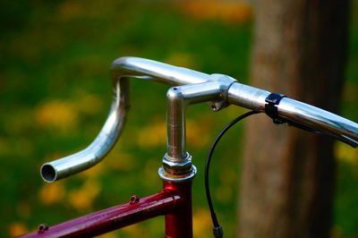 Close-up of bicycle handlebar