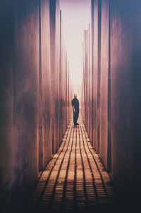 Woman walking on road