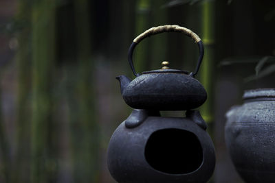 Close-up of vintage teapot