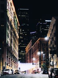 View of city street at night