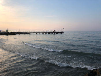 Scenic view of sea against sky during sunset