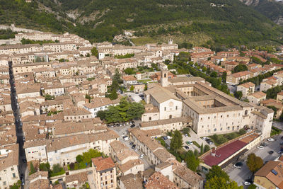 Aerial view of the medieval town of gubbio umbria italy