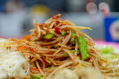 Close-up of pasta served in plate