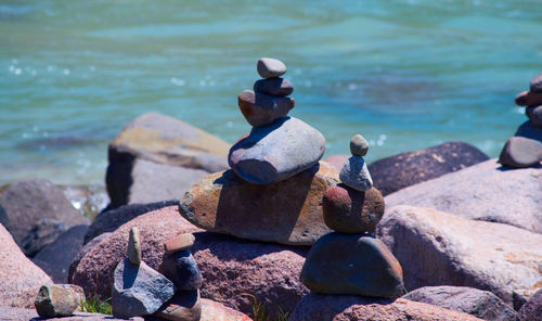 Stack of stones on shore