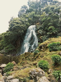 Low angle view of waterfall