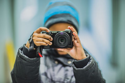 Photographer taking selfie