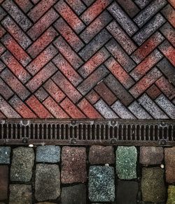 High angle view of cobblestone street