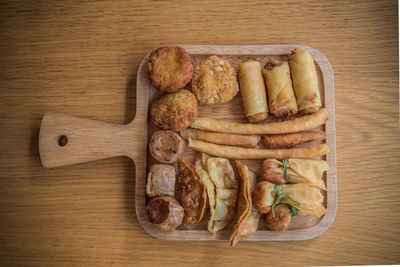 High angle view of vegetables on table