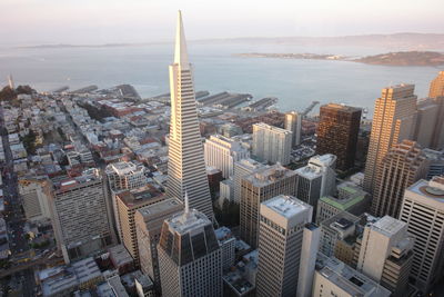 High angle view of buildings in city