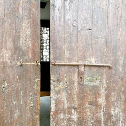 Closed door of old building