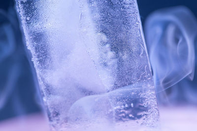 Close-up of ice cubes in glass