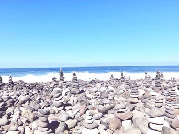 Scenic view of sea against clear sky