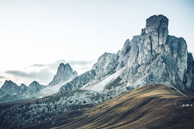 View of mountain range in winter