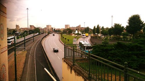 Empty road in city