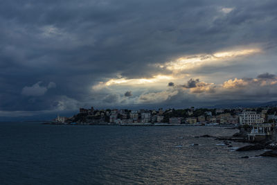 Scenic view of sea against sky during sunset