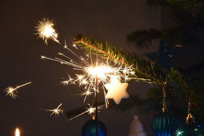Firework display at night
