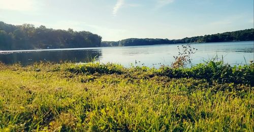 Scenic view of lake against sky