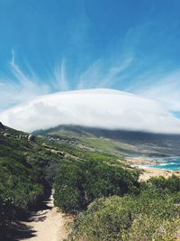 Scenic view of land against sky