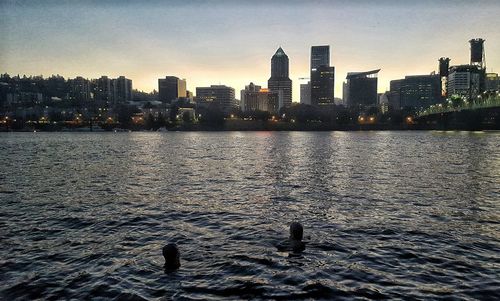 City skyline with waterfront