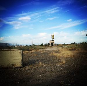 View of landscape against blue sky