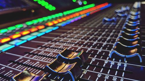 High angle view of illuminated lighting equipment