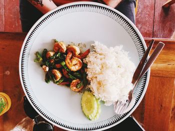 High angle view of meal served in plate