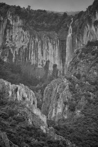 Low angle view of waterfall