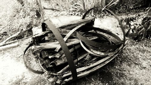 Close-up of rusty wheel