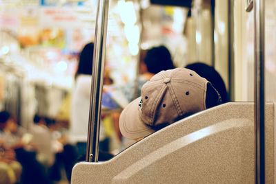 Blurred people traveling in bus