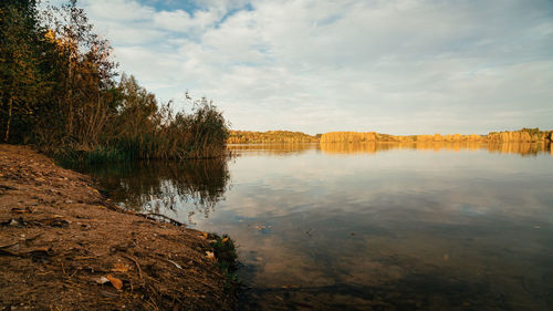 Scenic view of lake against sky