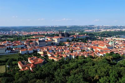 High angle view of townscape against sky