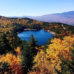 Scenic view of calm lake against mountain range