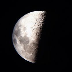 Low angle view of moon in the dark