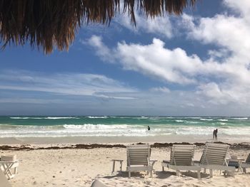 Scenic view of beach against sky