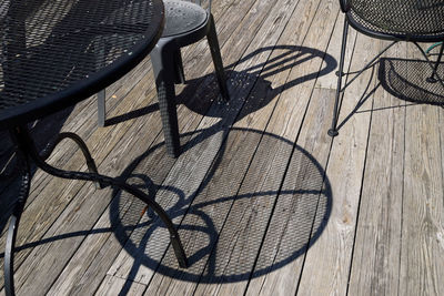 High angle view of shadow on floor