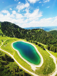 Scenic view of green landscape against sky