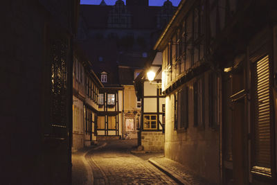 Illuminated buildings at night