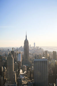 View of cityscape against clear sky