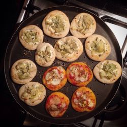 High angle view of food in plate