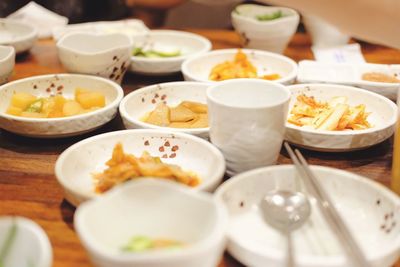 High angle view of food on table