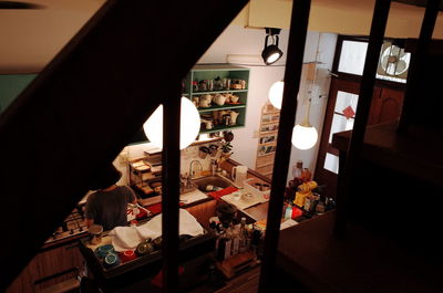 High angle view of kitchen