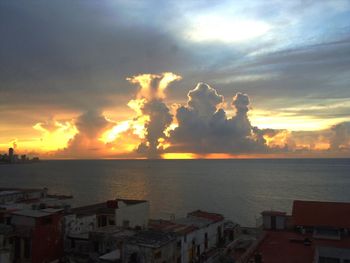 View of city at sunset