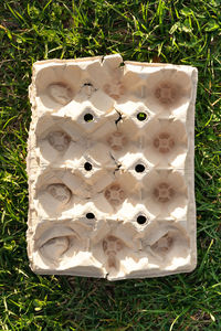 High angle view of bread on field