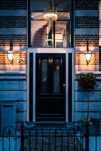 Closed door of building