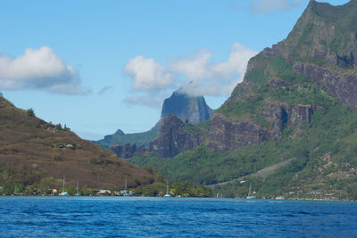 Scenic view of sea and mountains