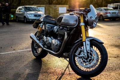 Motorcycle parked on road