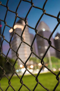 Full frame shot of chainlink fence against sky