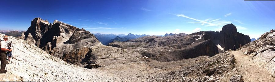 Panoramic view of rocky mountains against sky